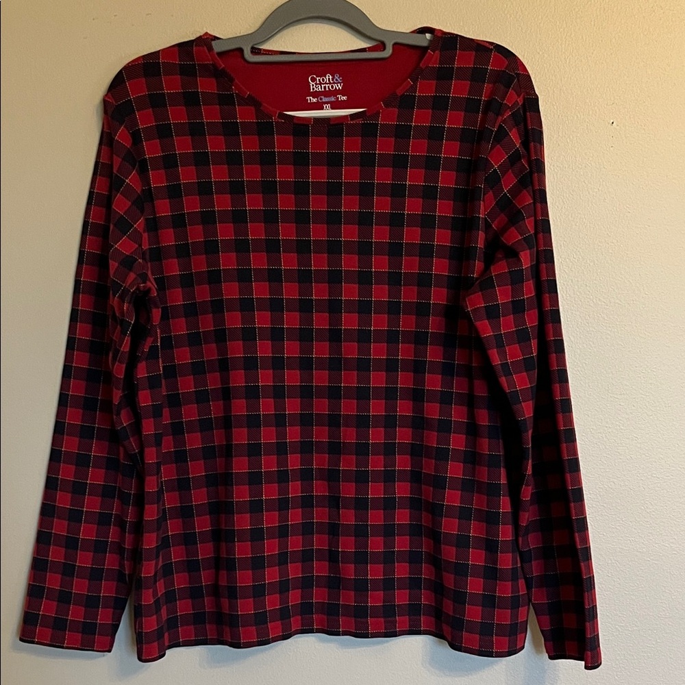 Croft & Barrow Red and Black Checkered Top